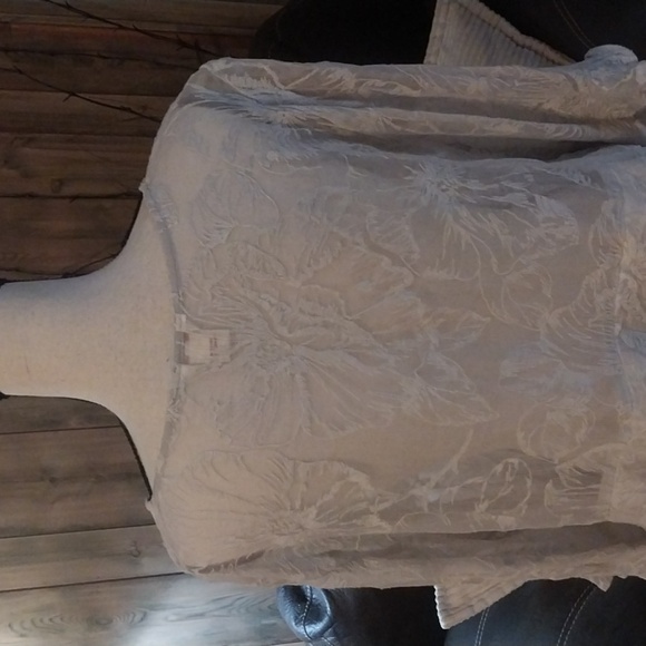 Sundance Gray Sheer Floral Lace Top Tunic Boho Bohemian Flowy Blouse Size L - Picture 6 of 9